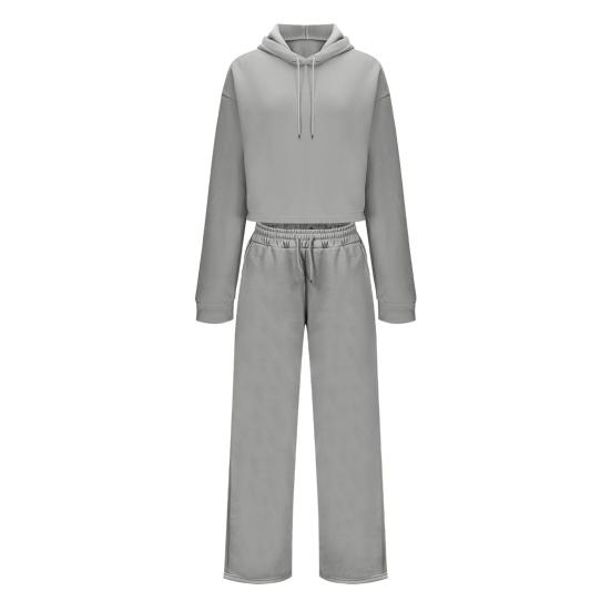 Women 2 Piece Outfits Long Sleeve Crop Hoodies Sweatsuits Casual Pullover Sweatshirts And Long Pants Set with Pockets