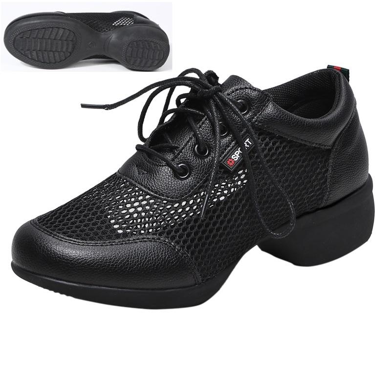 New Mesh Square Dance Shoes For Women Breathable Modern Dancing Shoes Anti Slip Warm Height Increasing Jazz Commuting Shoes