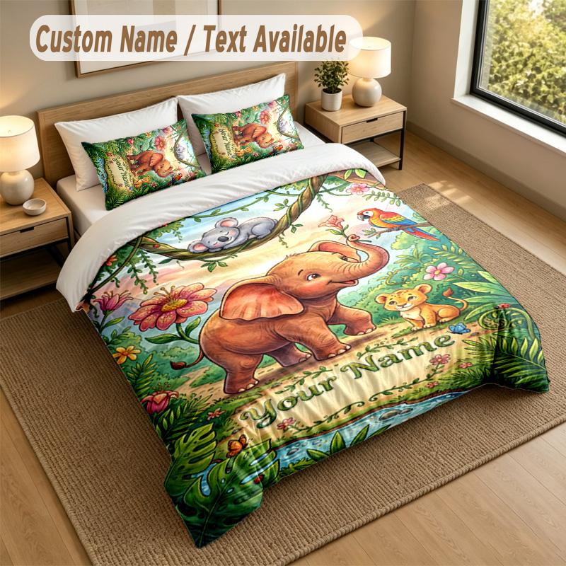 Adventure Journey Theme Personalized 3Pcs Bedding Set Custom Text & Name 1 Sheet 2 Pillowcases Household Bedding 1pc
