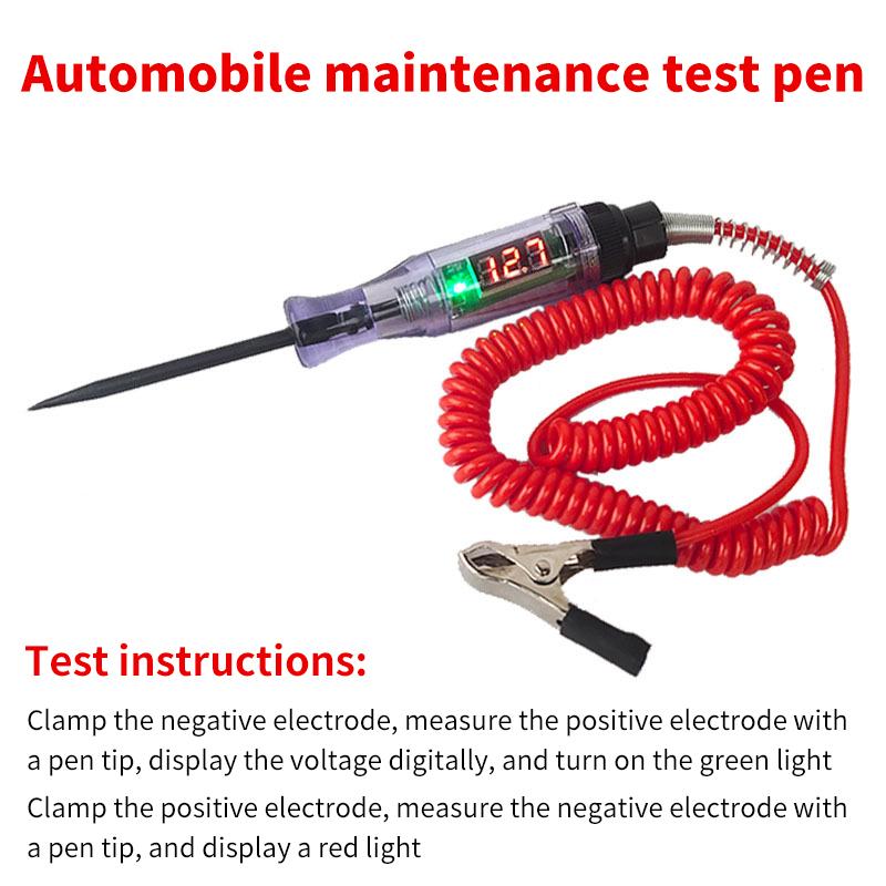 Digital Display Long Probe Pen Light Bulb 6V 12V 24V Dc Car Truck Voltage Circuit Tester Automobile Repair Diagnostic Tools