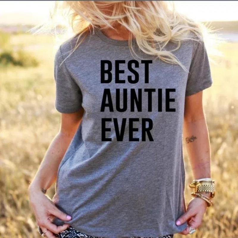 Best Auntie Ever Print Aunt Shirt Fashion Summer Tops Women T-Shirt Gift for Aunt