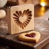 Easy Clean Dough Decorating Tools Wood Cookie Cutter Mold, Round Gingerbread Biscuit Stamp for Professional Pastry Shaping DIY Baking, Cake