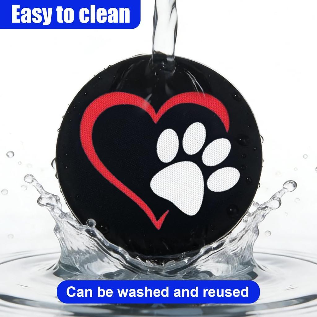 2PCS Dog Paw Heart Print Car Cup Holder Coasters, 2.73 Inch Anti-Slip Shockproof Automotive Drink Mat for Women and Men, Universal Vehicle Cup Holder