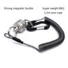 Fly Fishing Magnetic Net Release Holder Keeper with Coiled Lanyard Strong Magnet Carabine Fast Buckle Anti-Drop Rope