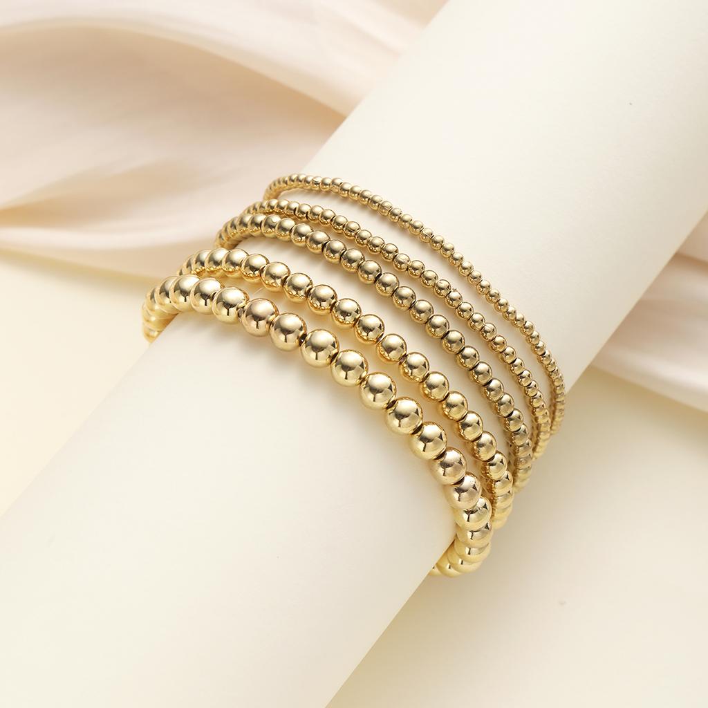 5pcs/set Vintage Beaded Bracelets for Women Men Simple Punk Gold Sliver Color Handmade Ball Bracelet Party Fashion Jewelry Gifts
