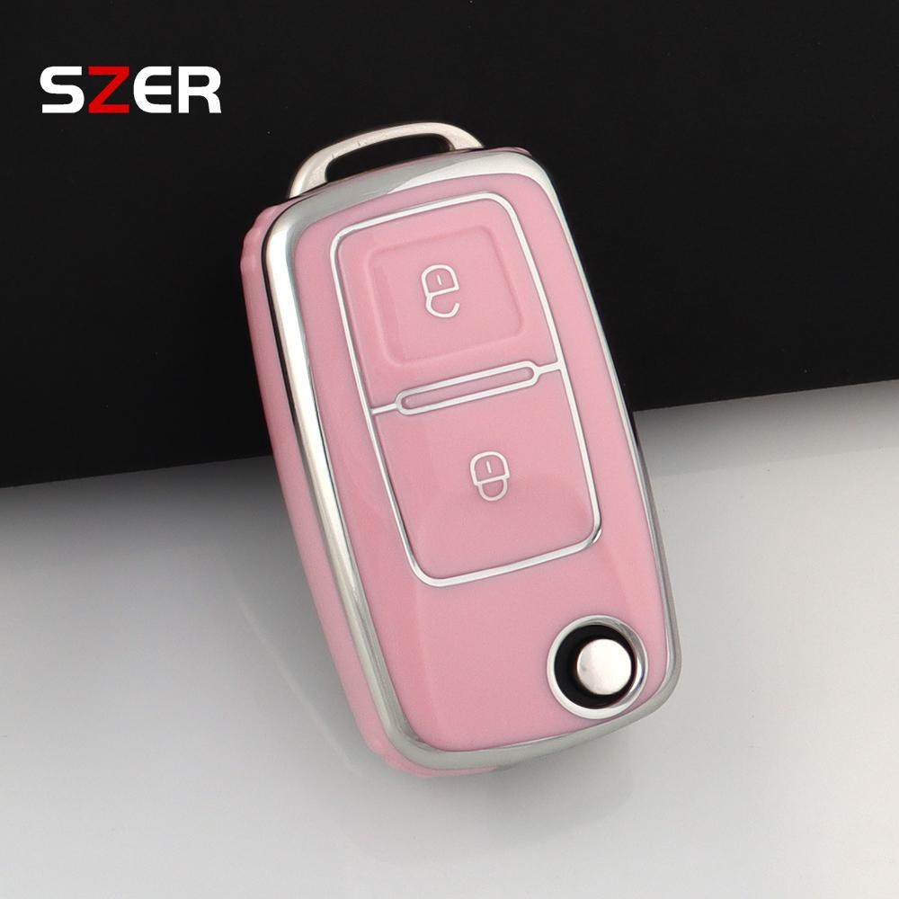 For 2 Button Vw Volkswagen Golf 4 5 6 Mk4 Amarok Polo Bora Jetta Altea Alhambra Passat Beetle Caddy Tiguan Tpu Car Key Case Fob