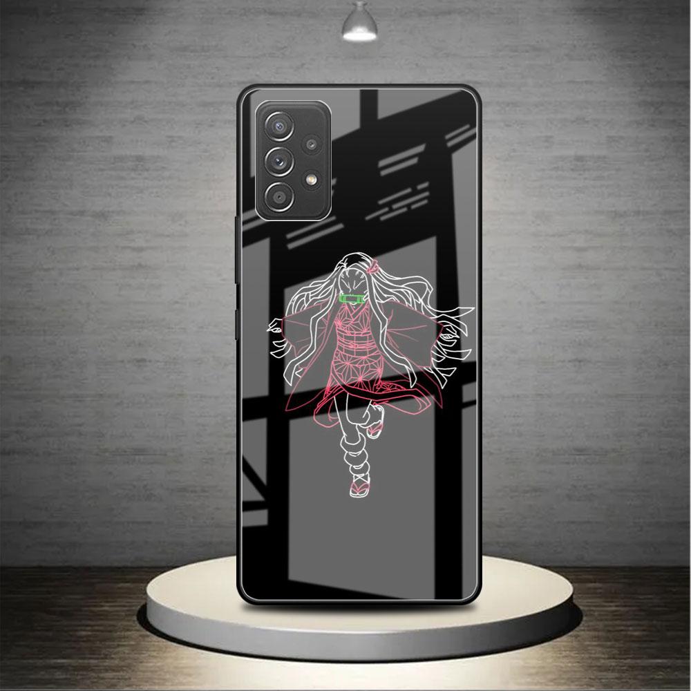 Demon Slayer Anime Cute Glass Case For Samsung Galaxy A52 A71 A50 A51 A70 A21s A31 A72 A10 A12 A30 A22 5G Phone Cover