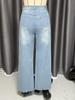 2025 Summer High Waist Ripped Jeans: Women's European & American Street Style, Loose Straight Wide-Leg Pants