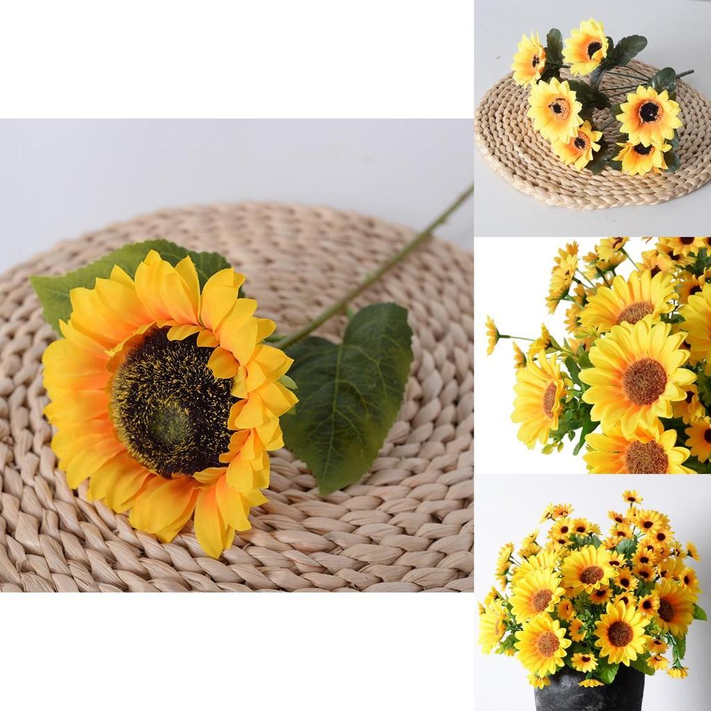 Single And Multihead Sunflower Artificial Flowers For Event Decor And Photography Studio Props