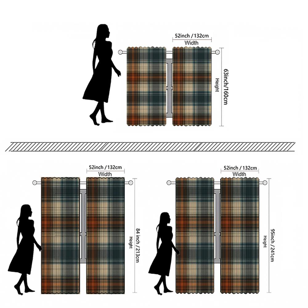Piece Set High Definition Digital Printed Curtainplaid Style Colorful Checkered Pattern Curtainhome Decoration Curtain Polyester