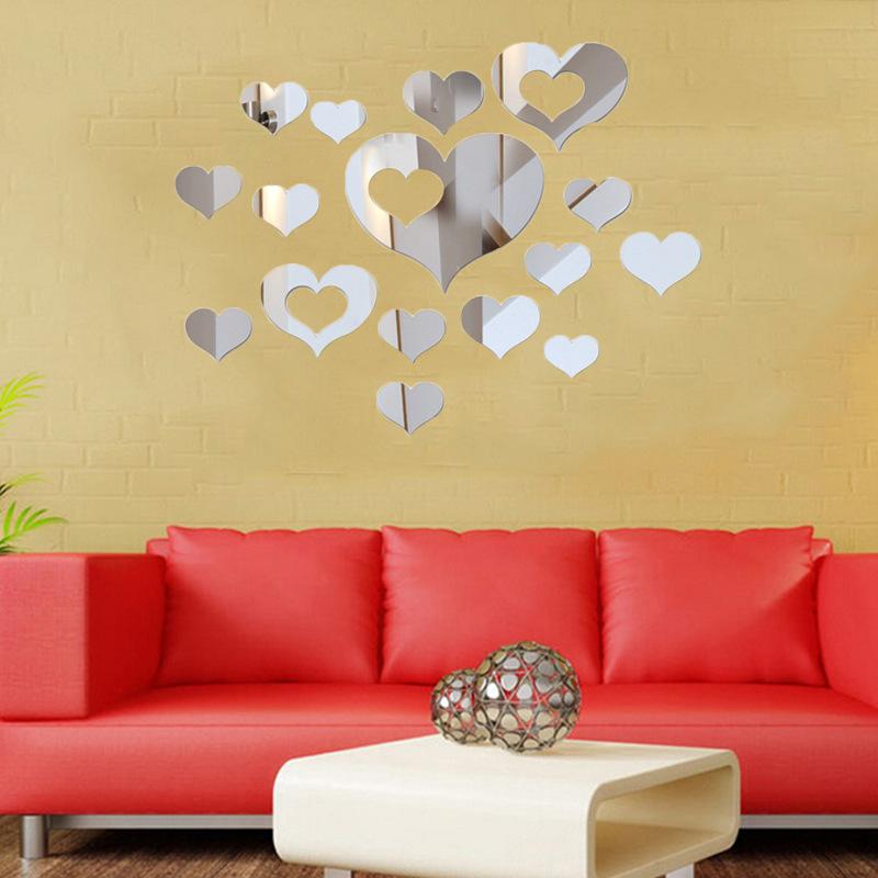 Wall Stickers Love-Heart 3D Acrylic Wall Decal Stickers for Home Living Room Bedroom