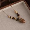 Retro Mori Literarischer Stil Langes Hölzernes Eichel-Halsband Nische Kreativ Zen Ethnisch Stil Mode Perlen-Halsband