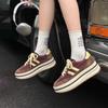 New retro style thick-soled color matching lace-up round head men's and women's height-increasing low-top casual board shoes