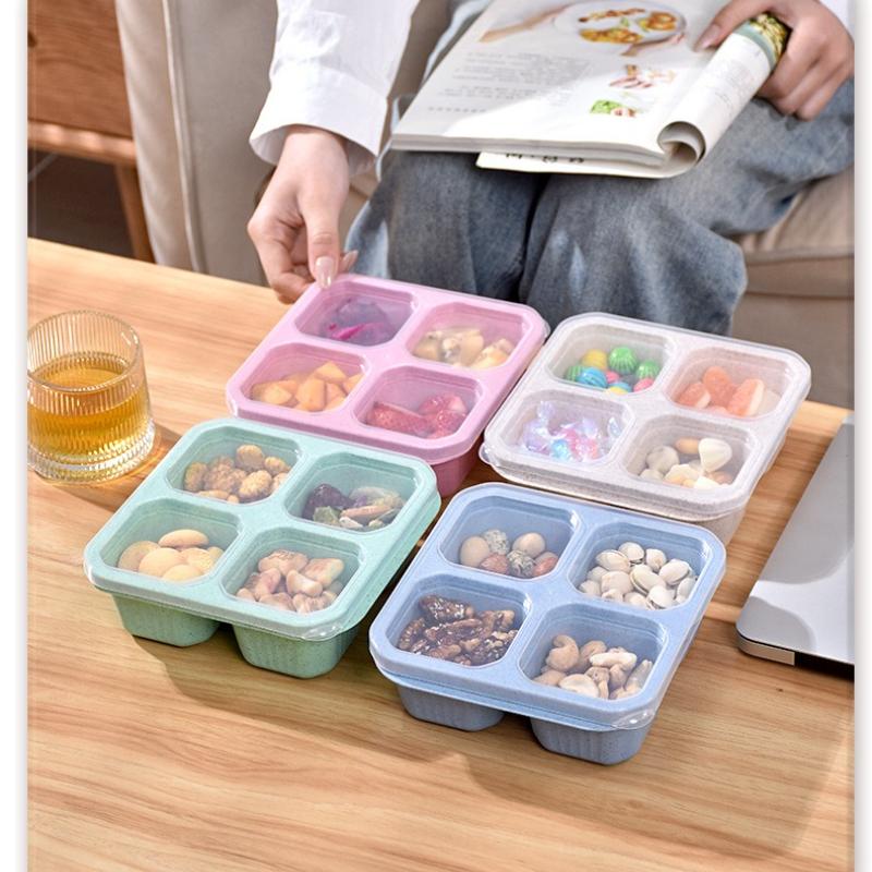 4Pcs Very Exquisite Set Of Snack Boxes, Lunch Box Can Be Reused, Microwave Heating Suitable For School, Work, Travel