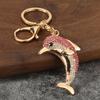 Keychain Pendant, Sparkling Rhinestones Dolphin Shape Keychain, Electroplated Surface Key Holder with Key Ring And Lobster Clasp