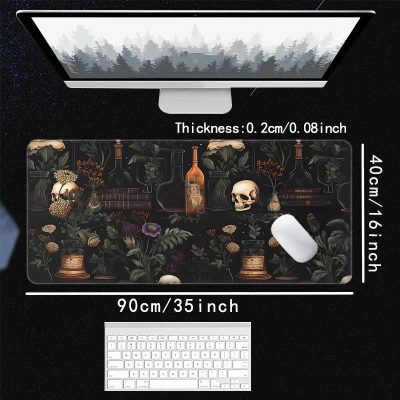 Vintage Horror Skull Floral Rubber Mouse Pad Extended Keyboard Desk Mat Office Gaming Accessory Mouse Mat 900×400 Rug Desk Pad