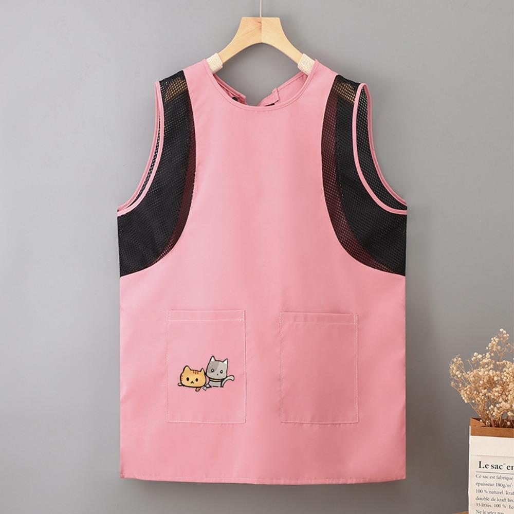 

Дышащий фартук без рукавов Защищающий от грязи Униформа для кофейни Модный фартук для выпечки розовый