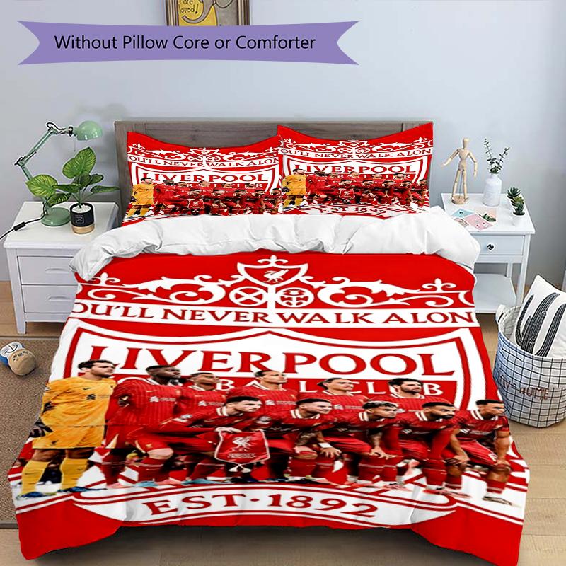 Set copripiumino 3 pezzi (1*Copripiumino + 2*Federe, Senza Nucleo),Set Biancheria da Letto con Stampa Liverpool F.C, Decorazione Camera da Letto, Per Tutte le Stagioni, Regalo di Compleanno