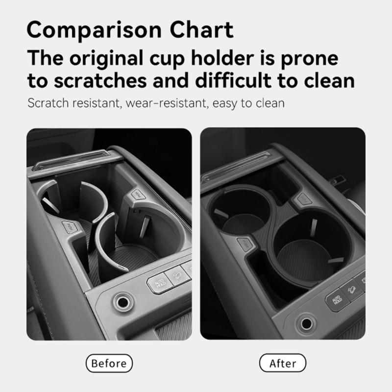 Upgrades Shaking Dampening Car Cup Holder Insert Not Slip Console Storage Tray Organizers For Car EV9 2024 2025 Models