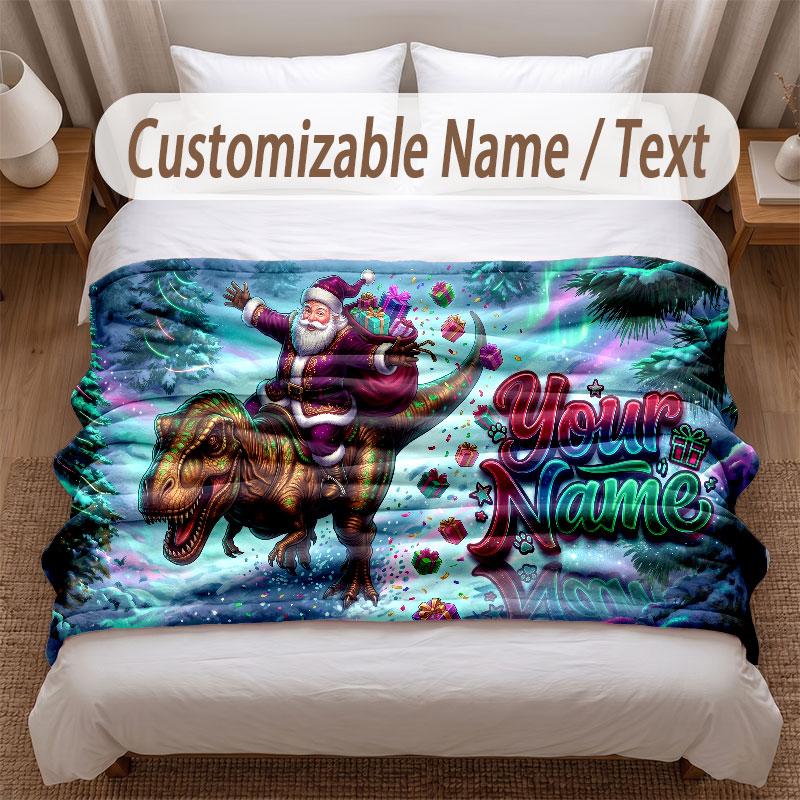 Coperta Morbida a Tema Dinosauri Personalizzata con Stampa Nome Testo Coperta Calda Decorazione Divano Casa Camera da Letto