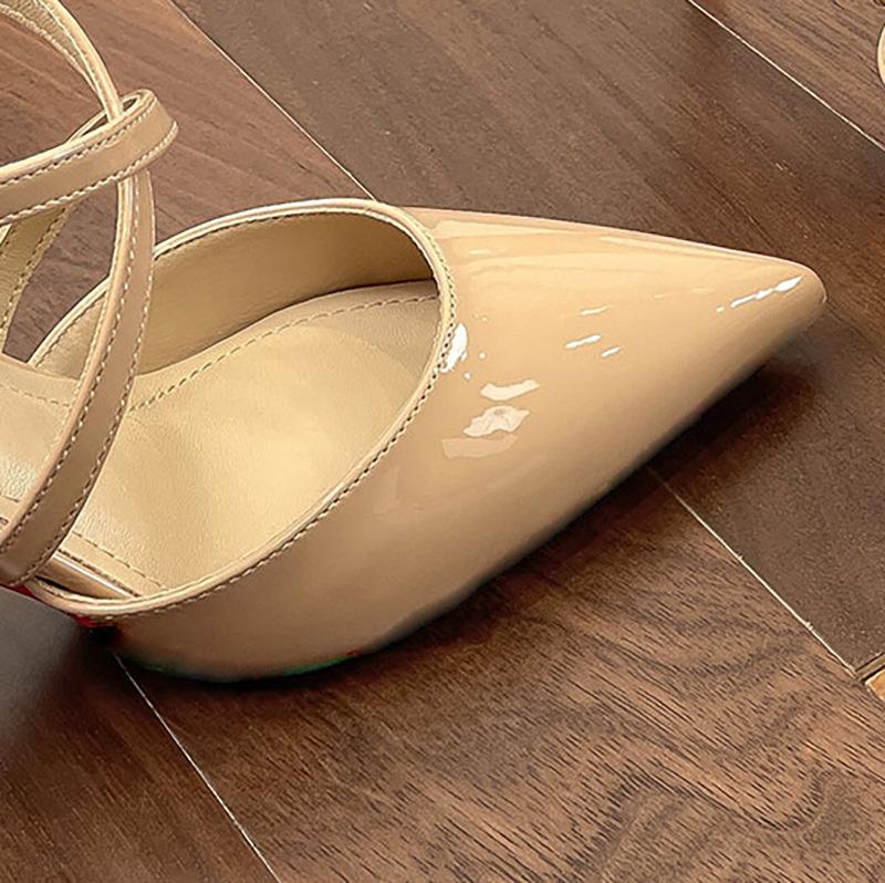 Z-70 2025 high heels wedding shoes banquet femininity thin heel pointed sexy nude cross strap single shoes