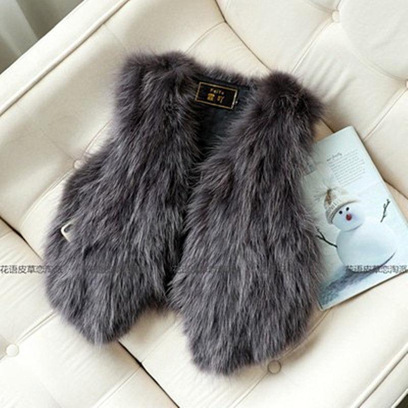 

WTEMPO Модний Пальто Жилет Жіночий Жилет зі штучного хутра Пухнастий Жилет Безрукавка Пухнаста Куртка Жилет для Жінок Зима Осінь One Size темно-сірий колір