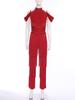 Damen Latein-Tanzparty Jumpsuit S-XXL: Halter Off-Shoulder rückenfreie Strampler mit Strasssteinen, mehrstufigen Quasten für Samba, Rumba, Gesellschaftstanz
