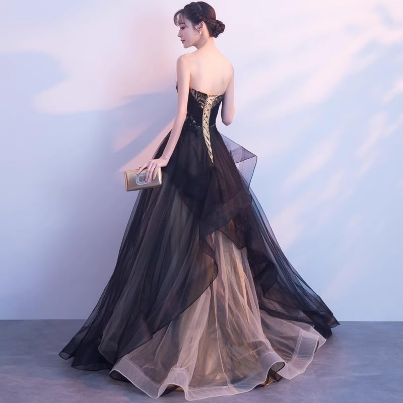 Cute party wedding graduation large color recital [Ominefans] dress, dress, long, sequined, elegant, ceremony, size, slimming, black, dress,