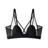Reggiseno Nero da Donna in Rete Trasparente Senza Ferretto con Dettaglio a Incrocio e Spalline Regolabili