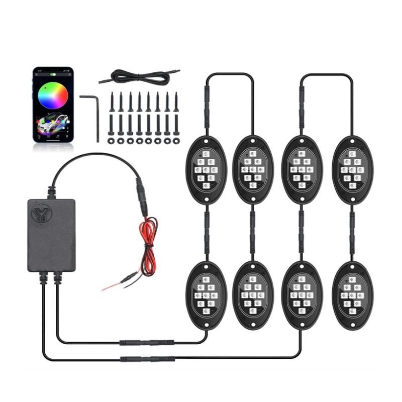 4/6/8/10 Pods, RGB LED Rock Lights For Trucks, APP/Remote Control & Music Mode, For Pickup Off Road RZR SUV ATV UTV Car