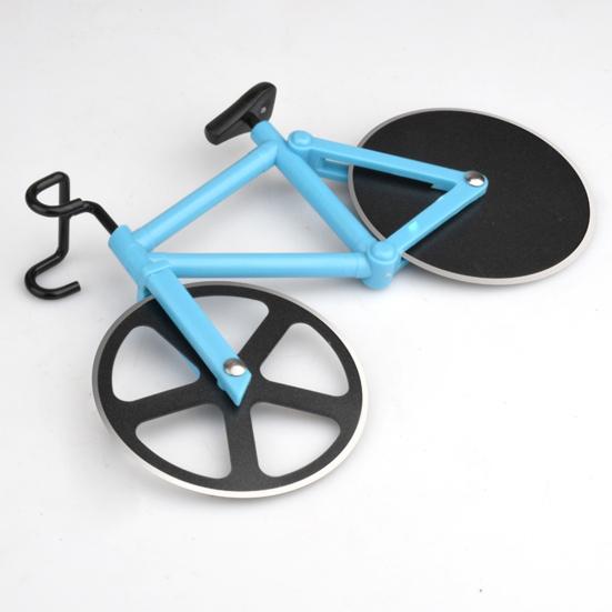 Fahrradförmiger Pizzaschneider mit Doppelrädern Edelstahl Kuchenteigschneider