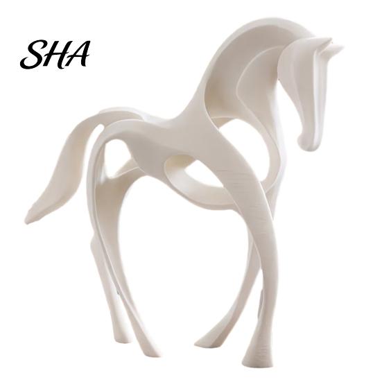 Artistic Desktop Ornament 3D Printed Abstract Horse Statue, Minimalist Galloping Stallion Sculpture with One-Piece Print Flowing Curves, Modern