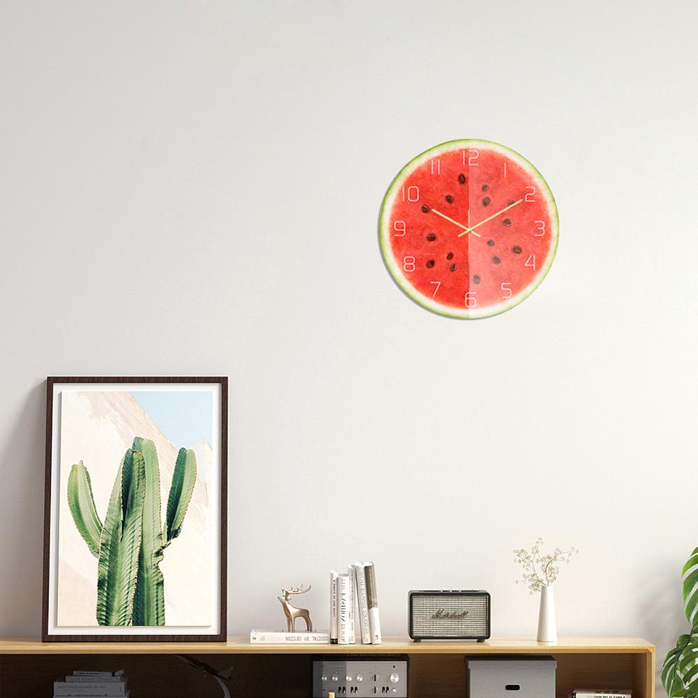 Relógio de Parede Redondo com Padrão de Melancia em Acrílico para Escritório Casa Sala Decoração de Exibição de Hora