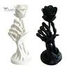 Dark Romantic Figurine Skeleton Hand Holding Rose Ornament, 3D Printed Gothic Aesthetic Exquisite Detailed Art Niche Decor, Stable Base Compact