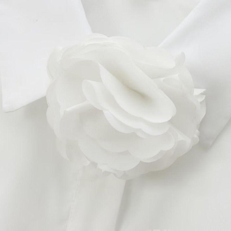 Kaslead New Arrival Women's Fashion Style Flower Decorative Poplin Long Sleeves Shirt 9336289