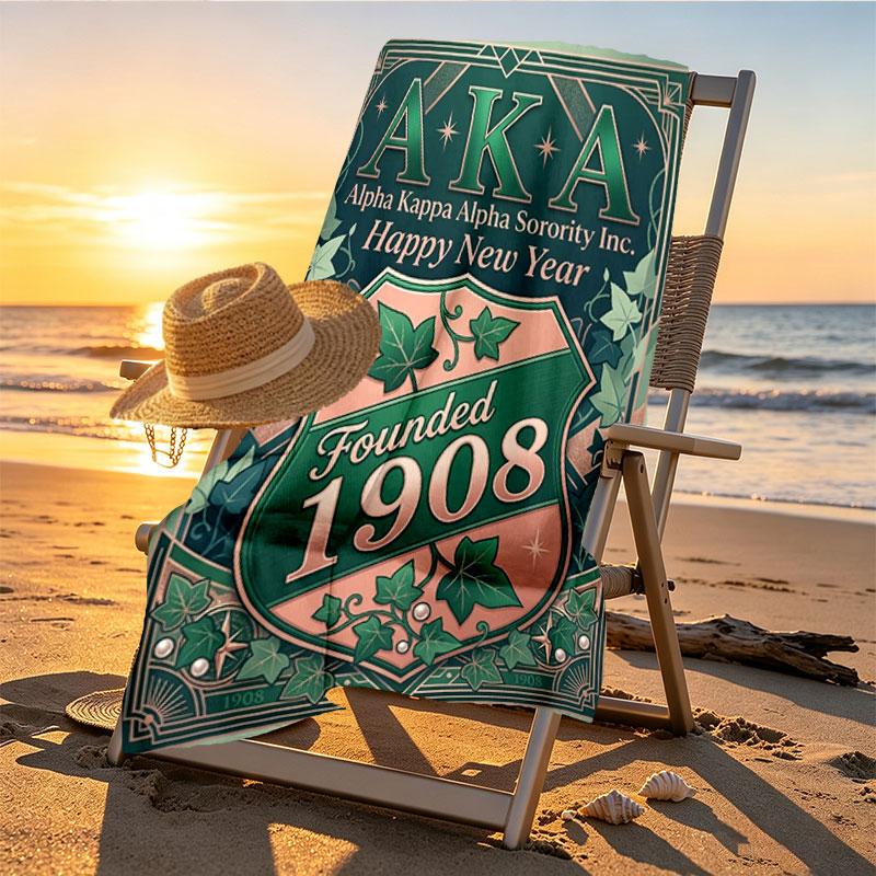 Alpha Kappa Alpha Print Beach Towel Design, Soft, Lightweight. for Home Bathroom, Spa, Pool, Yoga, Surfing, Camping, Gift for Family, Friend