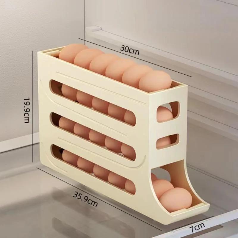 Refrigerator Eggs Storage Box Rolling Kitchen Container Eggs Rolling Rack Home Large Capacity Refrigerator Eggs Organizer Holder