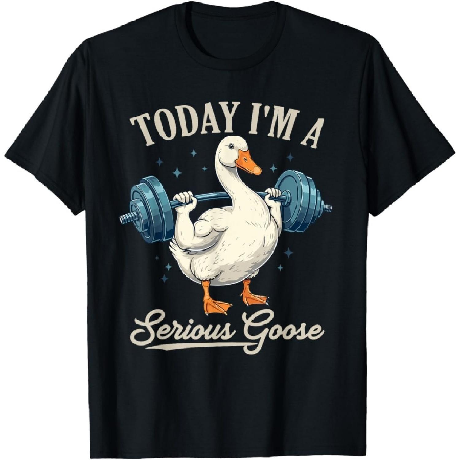 HYETYDV Сегодня я Серьезный Гусь Смешная Футболка для Тяжелой Атлетики, Тренажерного Зала, Фитнеса S