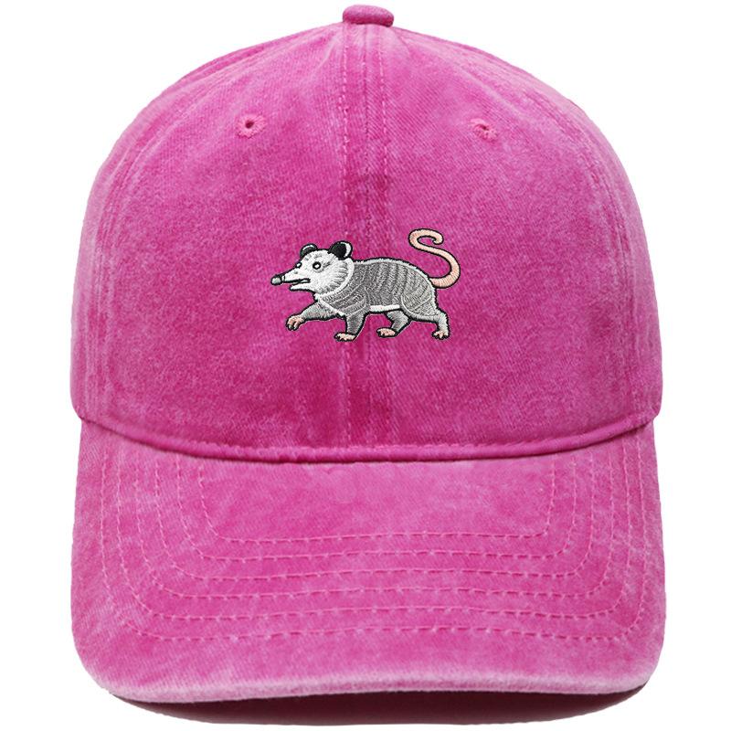 New cartoon possum embroidered baseball cap washed retro dad hat personalized men's and women's leisure sports hat