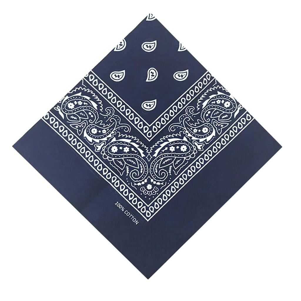 Trifong Bandana Navy 100% Cotton Adult Paisley Handkerchief Dark Blue Unisex Large 55cm x 55cm