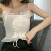 Summer Women's Korean Style Chiffon Chic Beautiful Back Cross Strappy Sexy Camisole Vest Same Style Versatile