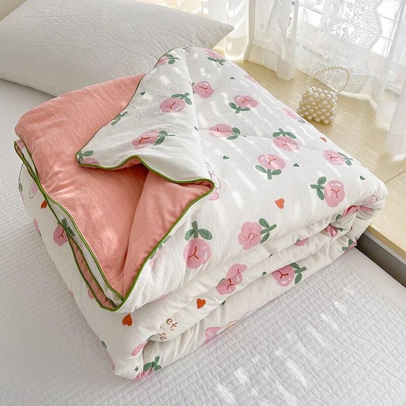 Summer Thin Quilt Home Textile Kids Lightweight Soft Comforter Washable Air Conditioning Quilt Queen Size Summer Cooling Blanket
