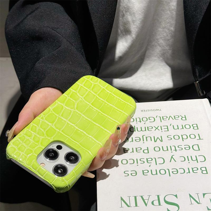 Suitable for Apple 16promax Phone Case, Crocodile Pattern IPhone15 Creative 14pm Shockproof 13 Men's and 12 Women's Leather Cases