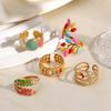 316L Edelstahl Emaillierter Blumenblattring für Damen Farbige Tropfglasur Serie Wasserfeste Ringe Luxuriöser Schmuck Geschenk