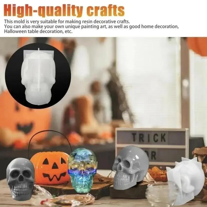 1 Stück Totenkopf Silikonformen 3D Halloween Skelett Kerzenform Schokolade Kuchen Dekorierwerkzeuge Handgemachte Bastelseife Tonform