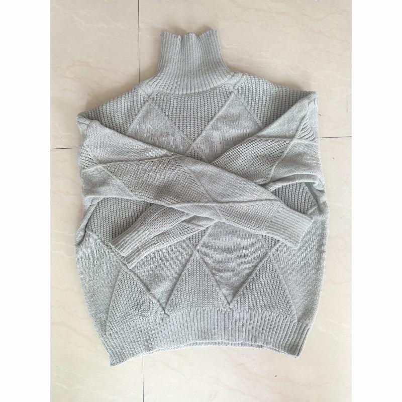 Damen Warm Winter Weiß Gelb Angepasst Hochgeschlossen Kaschmir Einfarbig Pullover Sofy
