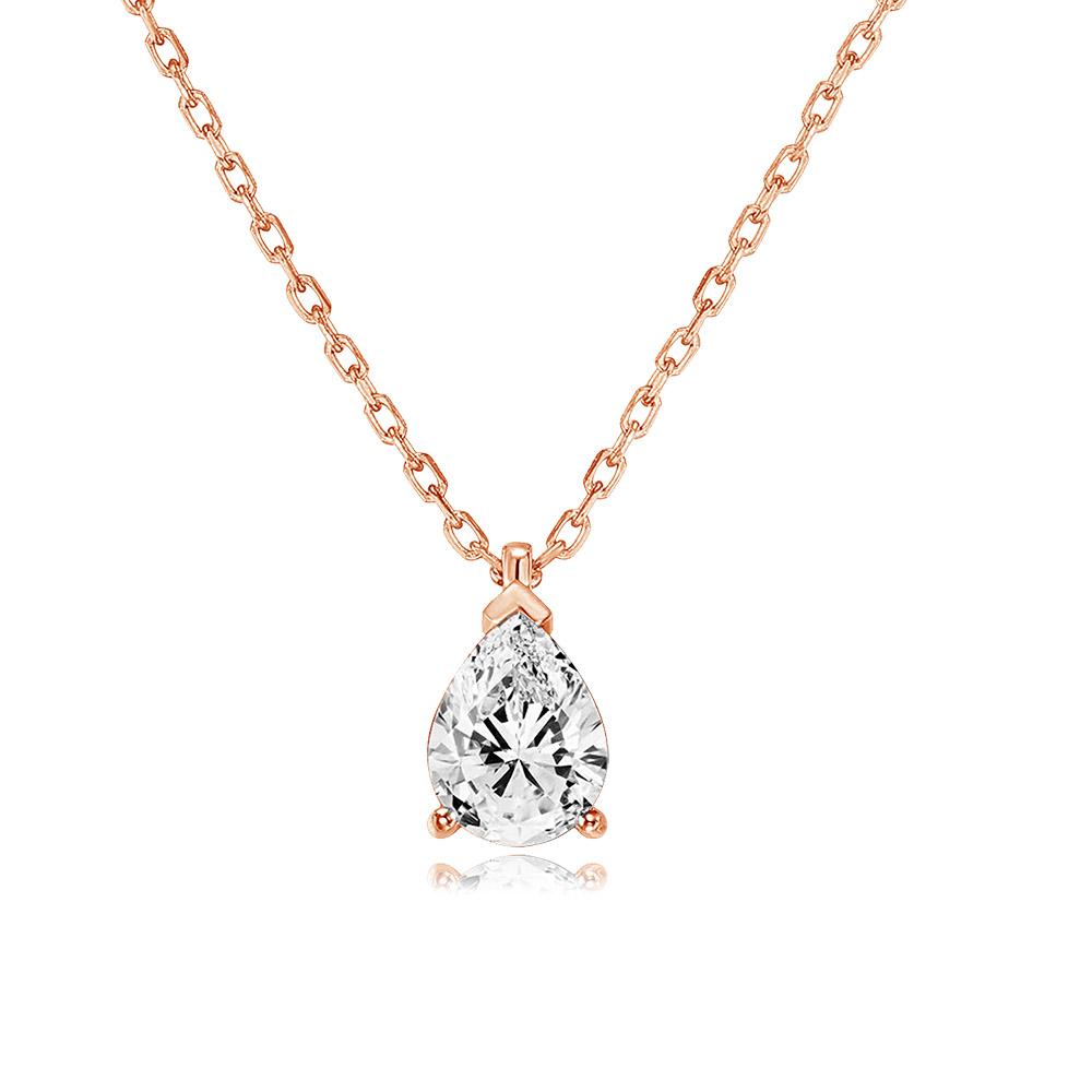 Waterdrop Crystal Pendant Necklace for Women Korean Fashion Gold Color Geometric CZ Choker Chain On Neck Accessories Jewelry