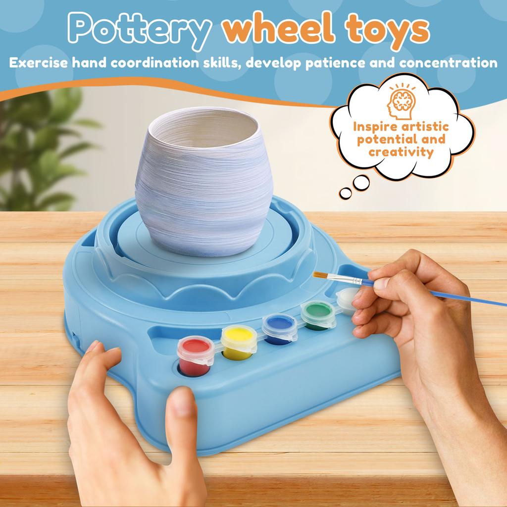Electric Pottery Wheel Machine Manual Handle & Foot Pedal for School Ceramic Clay Working Forming DIY Art Craft Kid Toys