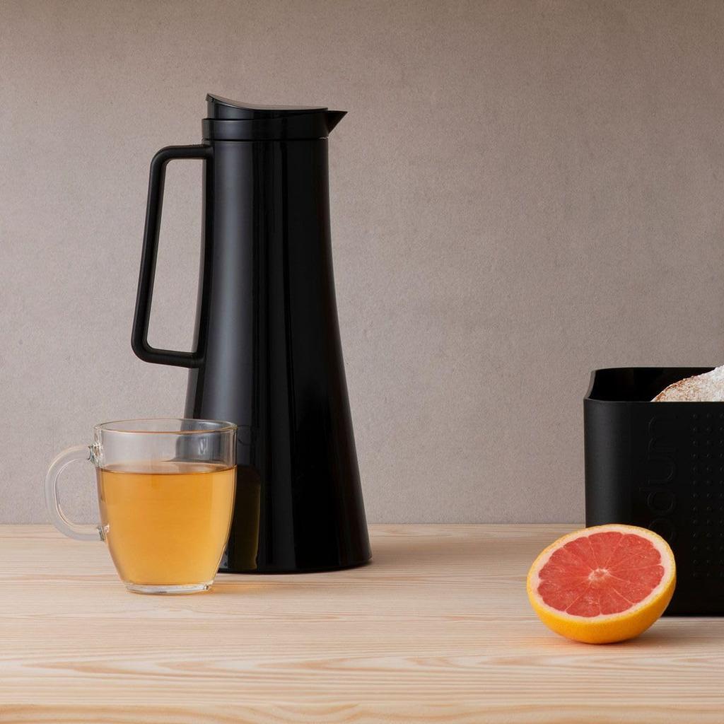 BODUM Thermos Tabletop Thermal BISTRO Thermo Stainless Thermal Double Flask, Pot, Pot, Jug, 1100ml, Black, Steel, Insulation, Wall, Outdoor, [Genuine