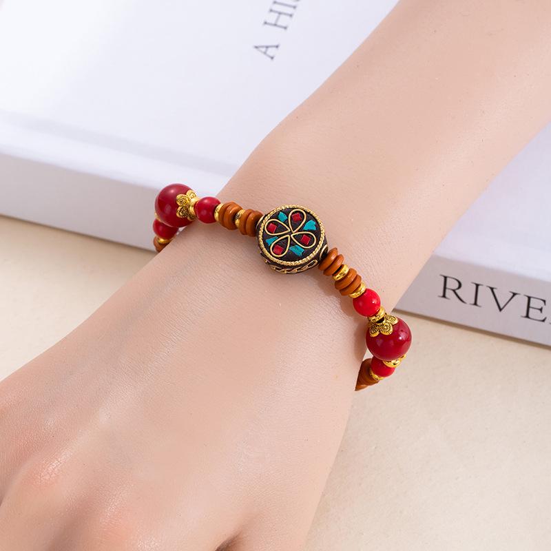 Tibetan-Inspired Retro Beaded Bracelet: Exquisite Handmade Ethnic Jewelry for Women